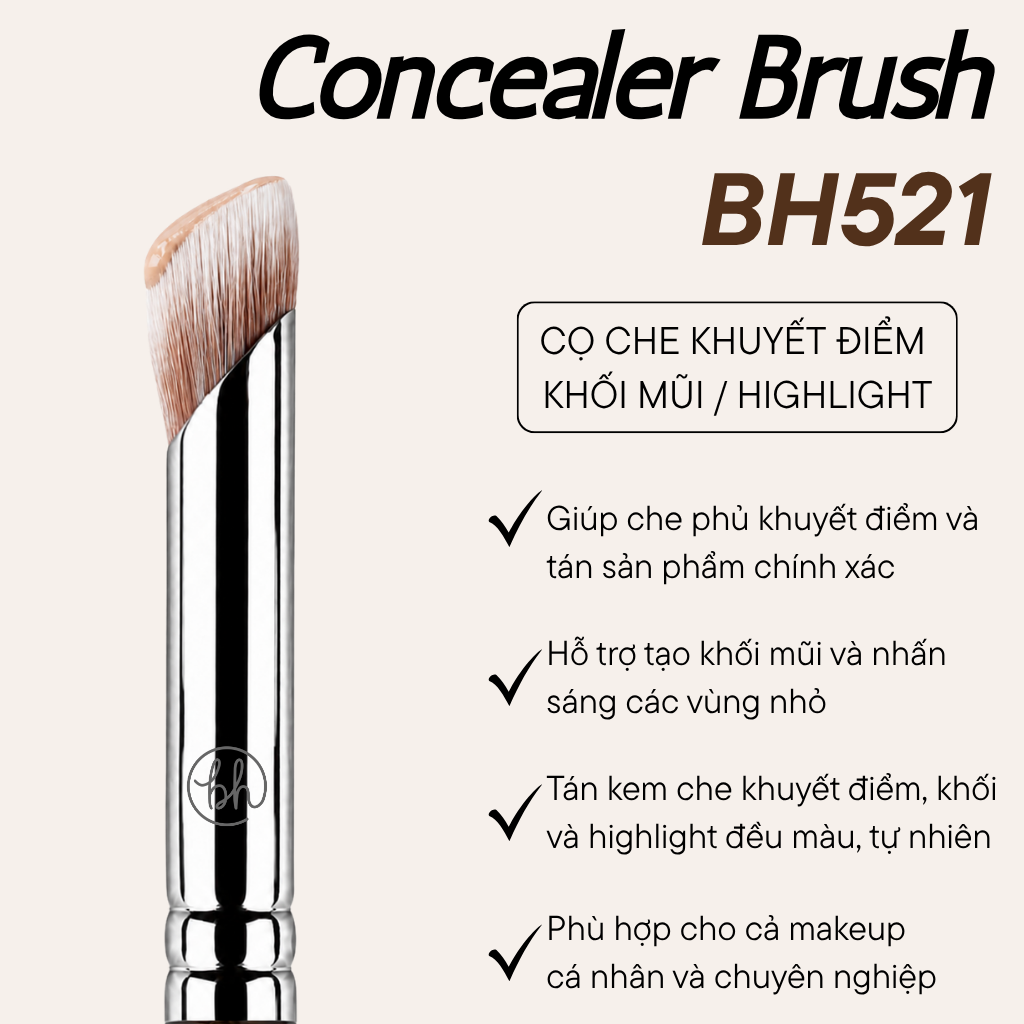 Cọ Che Khuyết Điểm Đầu Vát Hình Ngón Tay Bh Cosmetics Concealer Brush BH521